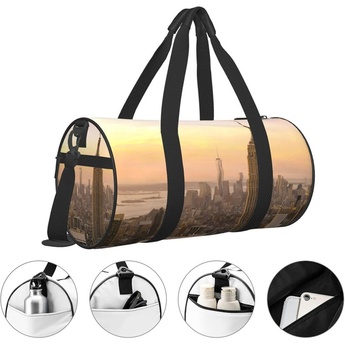 Велика спортивна сумка-мішок для подорожей Емпайр Стейт Білдінг, міцна та об'ємна, чорного кольору, універсальний розмір