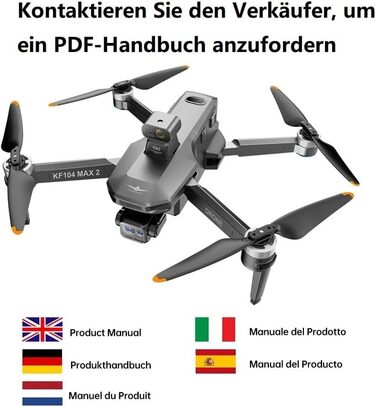Дрон Teeggi KF104 MAX2 з камерою 4K для дорослих, пульт дистанційного керування з екраном, відстань керування 6 км, 3-осьовий підв