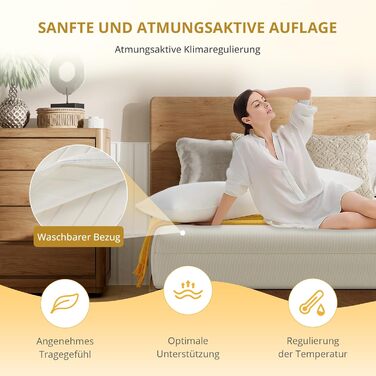 Матрац 90x200 середньої жорсткості 16 см - Ергономічний 7-зонний високоякісний матрац з холодної піни з чохлом, що прається, дихаючий матрац з піни, що згортається, сертифікований стандарт Oeko-Tex 100 16 см 90 x 200 см