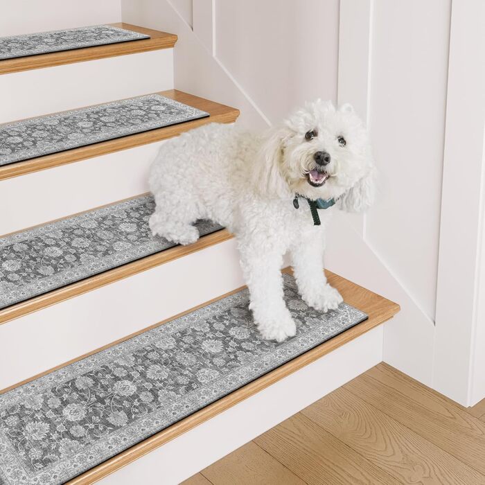 Сходинки OJIA для дерев&39яних сходів, нековзні, 76,2 x 20,3 см, що миються, нековзні, гумова основа, для використання всередині та зовні приміщень, 4 шт., сірі 4 шт. сірі 4