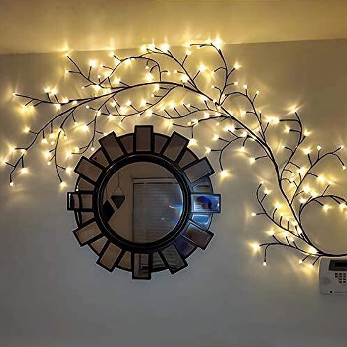 Вітальня з вербової лози для оздоблення стін Підсвічена вербова лоза для домашнього декору Штучне оздоблення стін виноградника 144