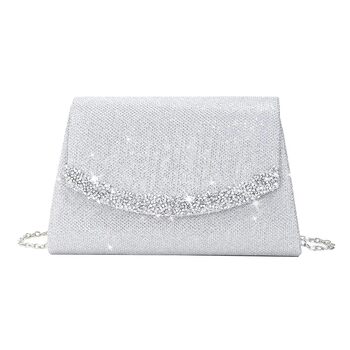 Елегантне клатч-сумочка з блискітками для вечірок, з від'ємним ланцюжком. Класична маленька сумочка на весілля та святкові заходи.