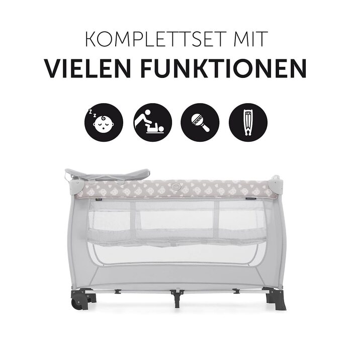 Дорожнє ліжечко Sleep N Play Center з люлькою для новонароджених, пеленальним матрасиком, люлькою-переноскою, колесами, ковзанками