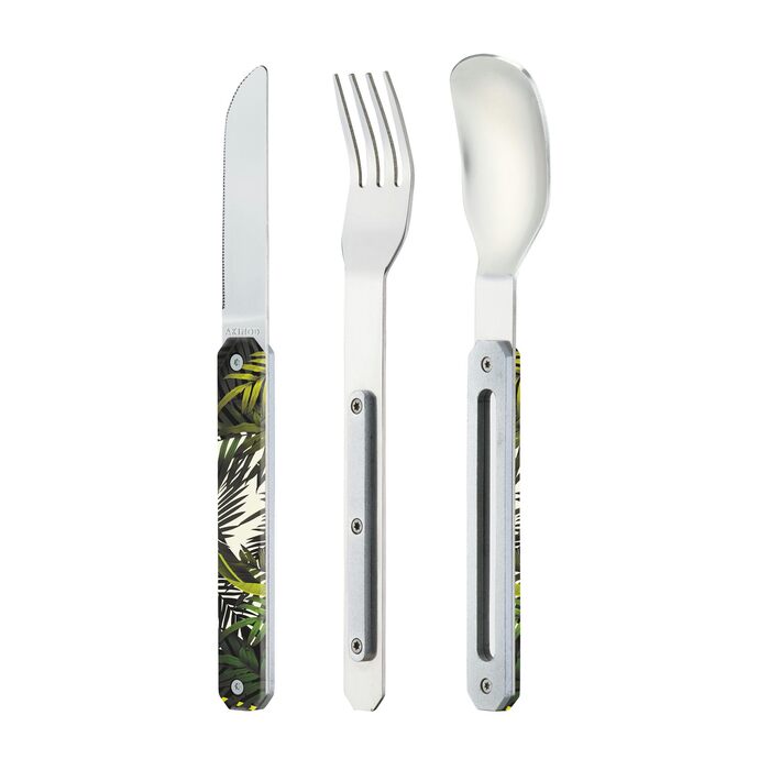 Набір фіксованих столових приборів 12H34 Jungle з виделкою, ножем та ложкою - Столові прибори з нержавіючої сталі - Магнітні столові прибори на винос - Дорожні столові прибори Компактні, міцні та елегантні