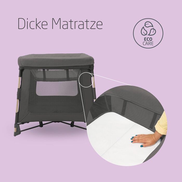 Дорожнє ліжечко Maxi-Cosi Swift 3-в-1 для немовлят, 0-3,5 років, до 15 кг, регульоване по висоті дорожнє ліжечко, матрац 2-в-1, надлегке, складається за 1 секунду, дорожня сумка, екологічний догляд, Beyond Graphite Swift Beyond Graphite Eco Care