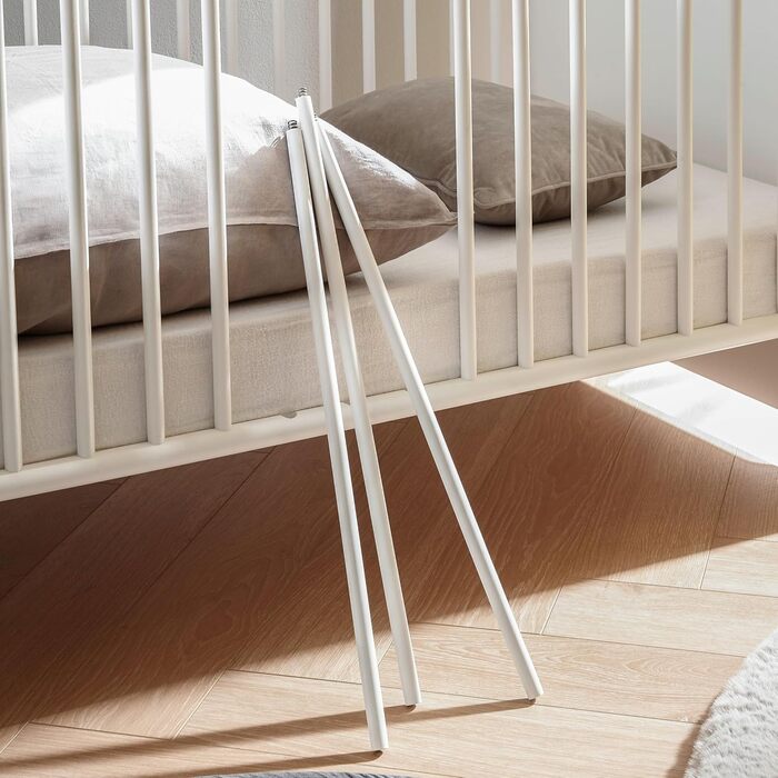 Дитяче ліжечко Stella Trading Spice Safe 70x140 см, білий глянцевий - функціональне дитяче ліжечко для дитячої кімнати - 78 x 87 x 143 см (Ш/В/Г) 143Д x 78Ш x 87В см