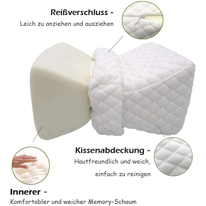 Подушка для коліна Big Ant для сну на боці, ортопедична подушка для ніг з піною з ефектом пам&39яті, високоякісна подушка для сну на боці з ремінцем, подушка для сну для спини, стегон, суглобів, хребта, вагітності - біла