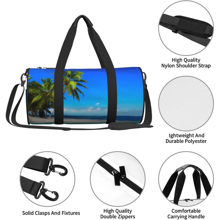 Біла Тигриця Містка дорожня сумка для подорожей, легка та довговічна, ідеальний подарунок для походів, відпустки, ділових поїздок та іншого. Дизайн пальми та чисте море, універсальний розмір.