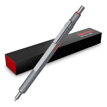 Гелева ручка rOtring 600 0,55 мм Чорне чорнило Пишучий інструмент сріблястого кольору з металевим корпусом Нековзка зона захоплення з насічкою та шестигранний корпус Змінний гель сріблястого кольору