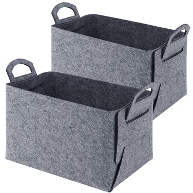 Кошики для зберігання з фетру, великий подарунковий кошик 40x30x24 см (порожній), складний кошик з фетру з двома м&39якими ручками, для одягу, пікніків, спалень, шаф, дерева та дитячих іграшок (темно-сірий), 2