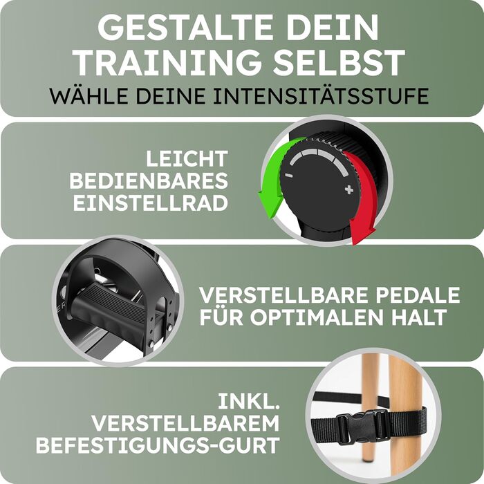 Набір педальних тренажерів HELDENWERK - Сертифіковано TV/GS, НОВИНКА 2025 року, включаючи кріпильний ремінь та протиковзкий килимок - Тренажер для рук та ніг для домашнього використання - Педальний тренажер для людей похилого віку, велотренажер