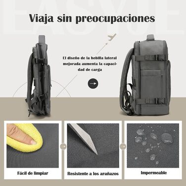 Рюкзак EasyJet для ручної поклажі, 30 л, 45x36x20 см, дорожній рюкзак для ноутбука 15,6 дюймів із захистом від крадіжки для чоловіків та жінок, темно-сірий, Easyjet 45x36x20 см 30 л