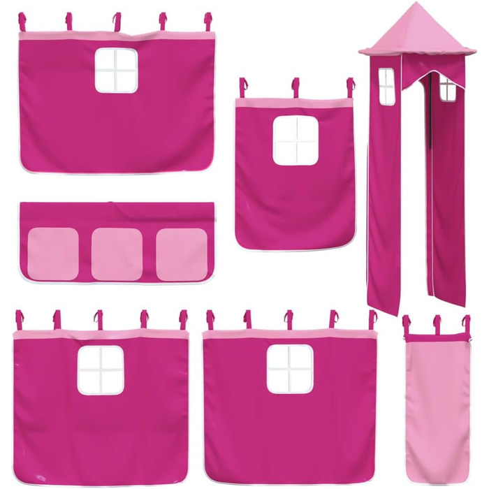 Дитяче ліжко-горище з вежею рожеве 90x200 см з масиву сосни