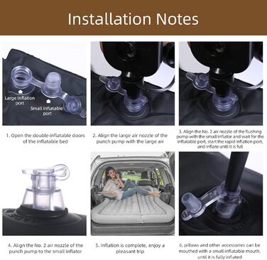 Автомобільний надувний матрац EUNEWR Позашляховик Автомобільний матрац Кемпінговий надувний матрац Портативний товстіший надувний матрац Автомобільний матрац з двома подушками для подорожей Кемпінг Активний відпочинок на свіжому повітрі