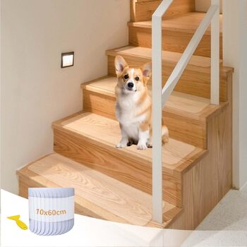 Килимки для сходів, протиковзкий килимок, прозорі килимки для сходів всередині приміщень з протиковзкою клейкою стрічкою для дерев&39яних сходинок, комплект для захисту підлоги від ковзання, самоклеючий протиковзкий килимок, 15 шт. (10x60 см)