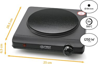 Перша конфорка TZS в Австрії Одинарна безступінчаста плита Кераміка ВСІ види горщиків Ø 19,4 см Швидкий нагрів Світловий індикатор інфрачервоний Окремо