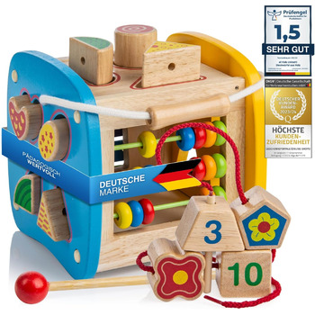 Усі деревяні кубики Kids United, розвиваюча іграшка, коробка для стекування, ігрова коробка для немовлят і малюків Дерев&39яна ігр