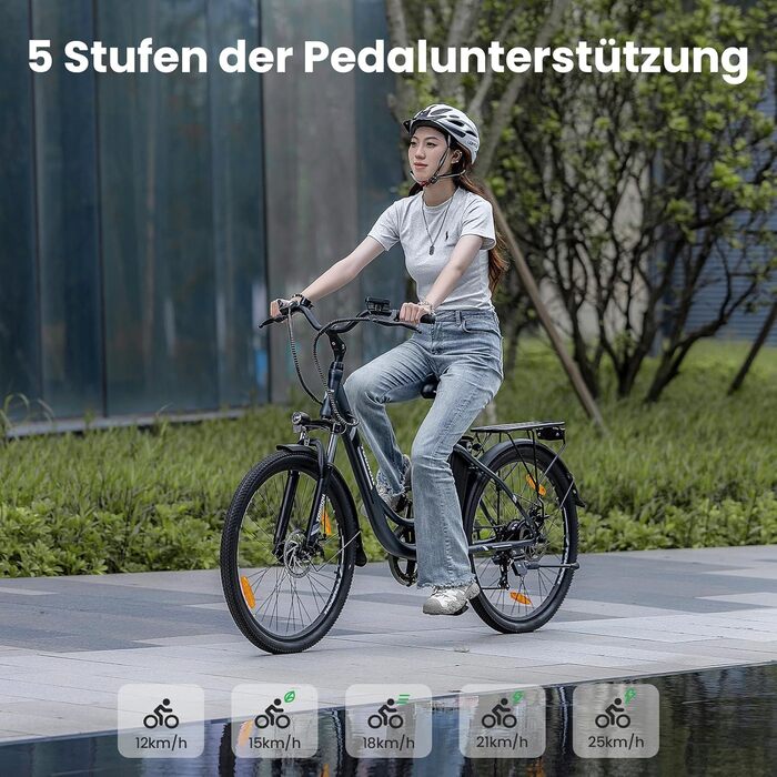 Міський електровелосипед Touroll B1 26 дюймів з двигуном 250 Вт та акумулятором 36 В 15,6 Аг