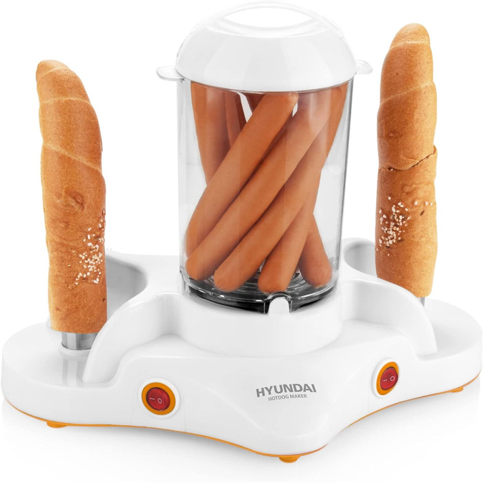 Виробник хот-догів HYUNDAI HDM 120 i 1-12 сосиски i 1-6 яєць i кукурудза в качанах сумісна i 2 стійки для підігріву булочок i маленький помічник для віденських, яєць і кукурудзи
