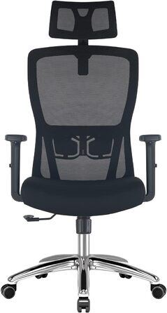 Ергономічне офісне крісло, стілець для роботи, офісне крісло з підголівником, підлокітниками, поперековою опорою, регулюванням висоти, гойданням 90-120, обертовим кріслом, вантажопідйомність 150 кг 01
