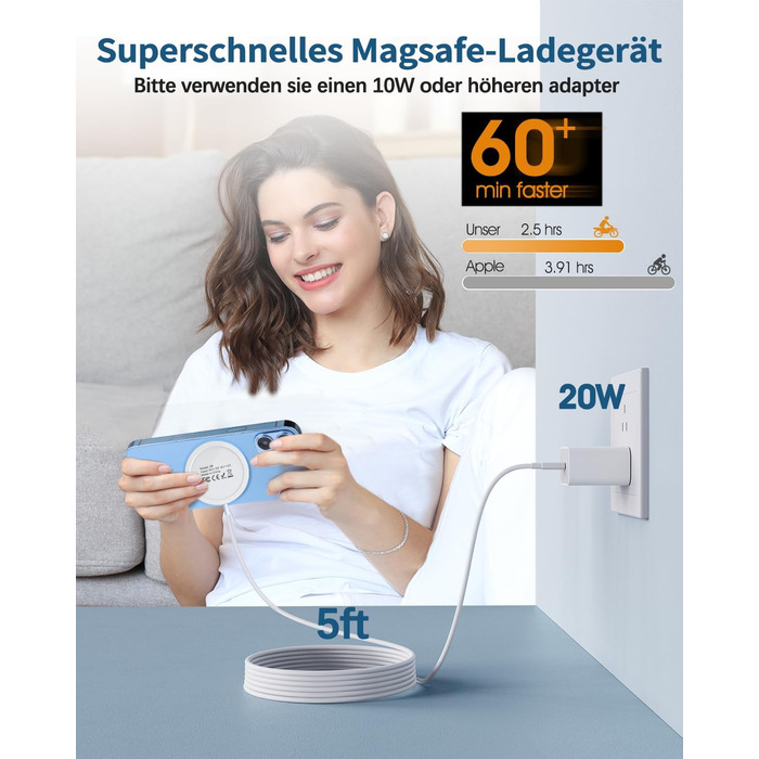 Зарядний пристрій iPhone, індуктивна зарядна станція Wireless Charger для iPhone 16 Pro Max/16 Pro/16 Plus/16/15 Pro Max/15/14/13/