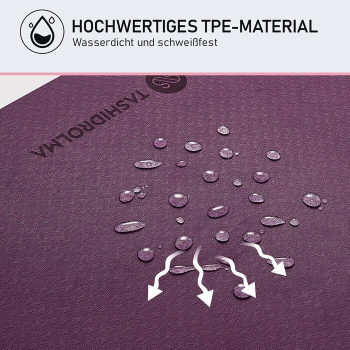 Нековзний килимок для йоги, килимок для вправ з ремінцем для перенесення, спортивний килимок для тренажерного залу, для дому, подорожей, 183x61 см, фіолетовий/рожевий