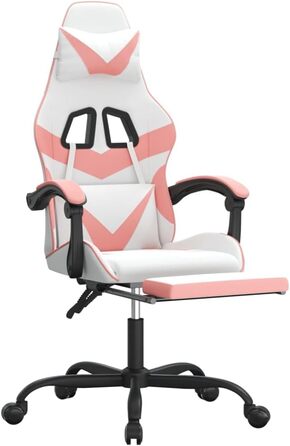 Обертове ігрове крісло з підставкою для ніг, біле та рожеве, штучна шкіра, меблі, крісло-реклайнер, крісло, письмове крісло для вітальні, спальні, модель 349564
