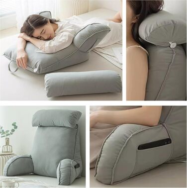 Велика подушка для читання для дивана, крісла, ліжка, підлокітника, м&39якої подушки, подушки для підтримки попереку, спинки, подушки для відпочинку, подушки для талії, подушки для підтримки спини та читання, 75 x 40 x 55 см, сірий 2 75*40*55 см сірий