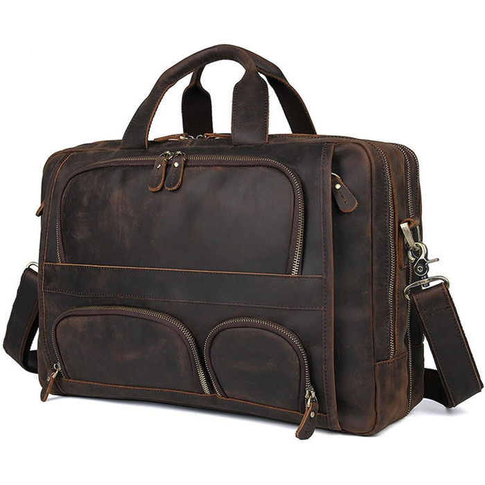 Ділова сумка портфель чоловіча сумка, офісна 17-дюймова сумка для ноутбука, натуральна шкіра великий діловий портфель подорожі ноу