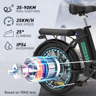 Електричний велосипед HITWAY E Bike 20 дюймів 250 Вт 36V 12Ah чорний