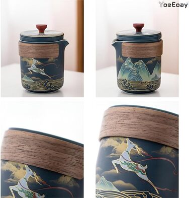 Порцеляновий набір для чайної церемонії Гунфу, 13 предметів, дорожній, портативний та практичний набір для чаювання для дорослих, у сірому шкіряному чохлі - ідеально підходить для поціновувачів чайної культури та проведення чайних церемоній