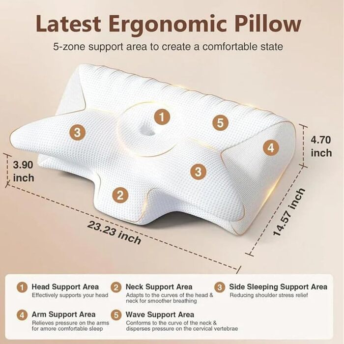 Подушка для шиї Curo Sleep, ергономічна ортопедична подушка з контурною підтримкою для сну на боці, спині та животі, кращий сон (чорна), 2025 Upgrade Pillow Curosleep