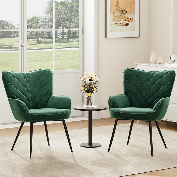 Крісло для вітальні COLAMY, оксамитове м&39яке крісло-реклайнер з високою спинкою, м&39яке комфортне крісло з дизайном відкидної спинки, крісло для відпочинку з дерев&39яними ніжками для вітальні, куточок для читання, зелений зелений 1