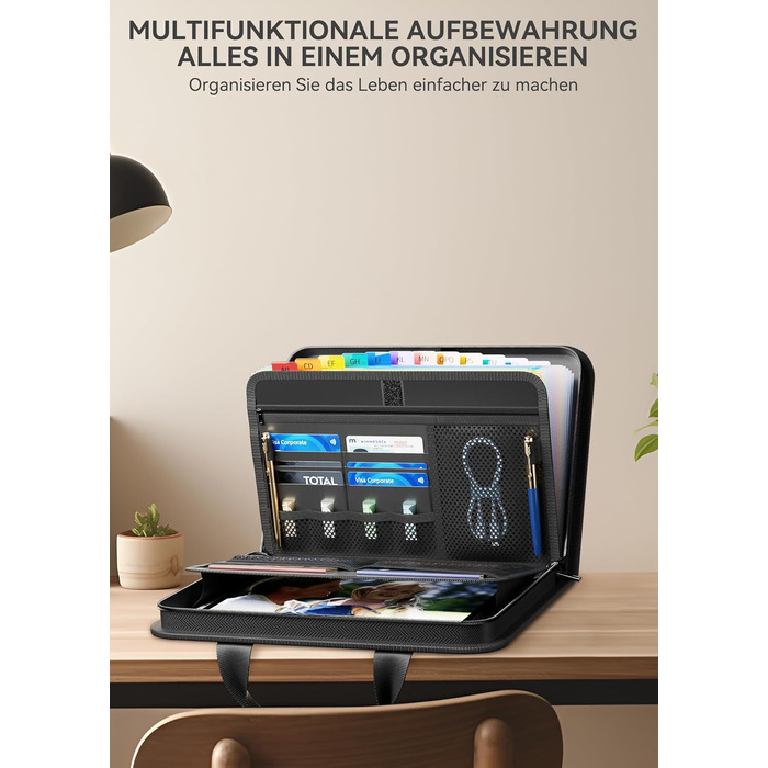 Папка для документів ABC life A4 для важливих документів, вогнетривкий футляр для документів A4 з 13 відділеннями та ручкою, папка-гармошка для сертифікатів, органайзер для проїзних документів, паспорта, чеків