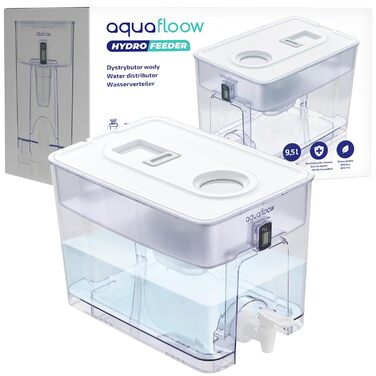 Фільтр для води Aquafloow XXL 9,5 л, фільтр усе в 1, диспенсер для води з краном і фільтром, диспенсер для фільтра для води - Зменшення води, хлору, води та рідин у водозбірнику