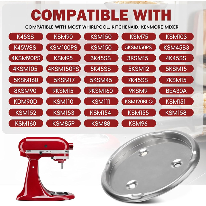 Пластина з гвинтовою кришкою для миски для змішування, W10191926, Чаша Clamp Plate міцно утримує чашу на місці під час змішування, сумісна з KitchenAid і Whirlpool