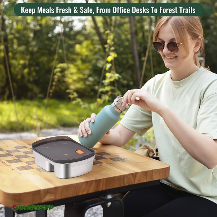 Набір ланчбоксів 2 шт. для дорослих та дітей, нержавіюча сталь 18/8, 1500 мл 1350 мл. Герметичні контейнери з відділеннями для обіду, сніданку та перекусу. Металевий ланчбокс у стилі бенто.