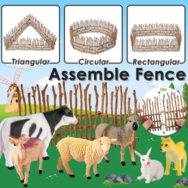 Набір іграшок BUYGER Фігурки сільськогосподарських тварин від 3 років, великі та мініатюрні реалістичні фігурки тварин з огорожами