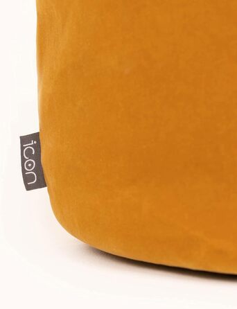 Табурет Icon Milano, жовтий, пухнаста оксамитова тканина, оксамитова крісло-мішок, пуф з наповнювачем, пуф для ніг для вітальні, декор для вітальні жовтий 55Г x 55Ш x 35В см