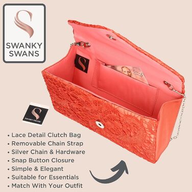 Розкішна сумочка-клатч Rachel від SwankySwans, колір кораловий