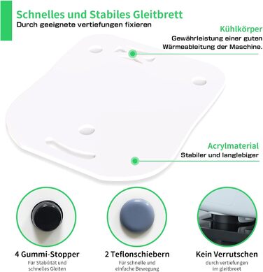 Розсувна дошка підходить для Thermomix TM6 TM5, JLNJLE Високоякісна акрилова планерна дошка без зусиль рухома дошка для аксесуарів TM6 TM5 (біла)