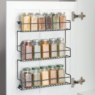 Набір кухонних полиць mDesign із 4 предметів Самоклеюча настінна підставка для спецій з 3 ярусами Ідеально підходить як підставка для спецій на кухні та в коморі Матово-чорна