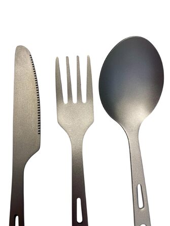 Набір титанових столових приборів для кемпінгу, 3 предмети ложка, виделка, ніж, надлегкий посуд для активного відпочинку на природі, столові прибори для подорожей, для бушкрафту, кемпінгу, дому або в подарунок