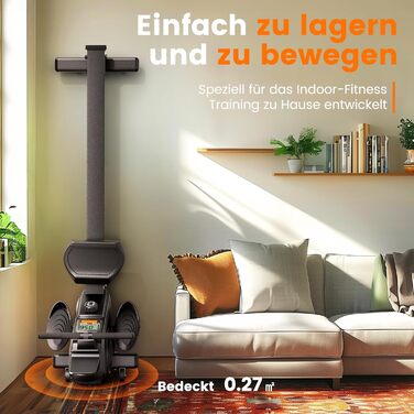 Переможець тесту Гребний тренажер для домашнього використання, надтихий магнітний гребний тренажер (кардіотренування), 16 рівнів опору, додаток та РК-дисплей, компактне зберігання, легке складання, вантажопідйомність до 160 кг 01-магнітний (33 кг)