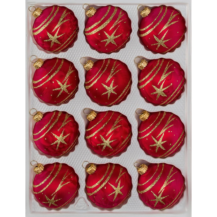 Набір зі скляних різдвяних кульок із 12 предметів Christbaumkugeln-24.de