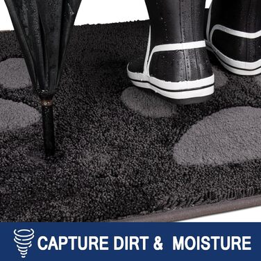 Килимок для бруду, що миється, 50 x 80 см, килимок для прихожих, абсорбуючий килимок для прихожих, нековзний килимок для очищення, водонепроникний килимок для собак, вхід, мокрі лапи, темно-вугільний 50 x 80 см (прямокутний)