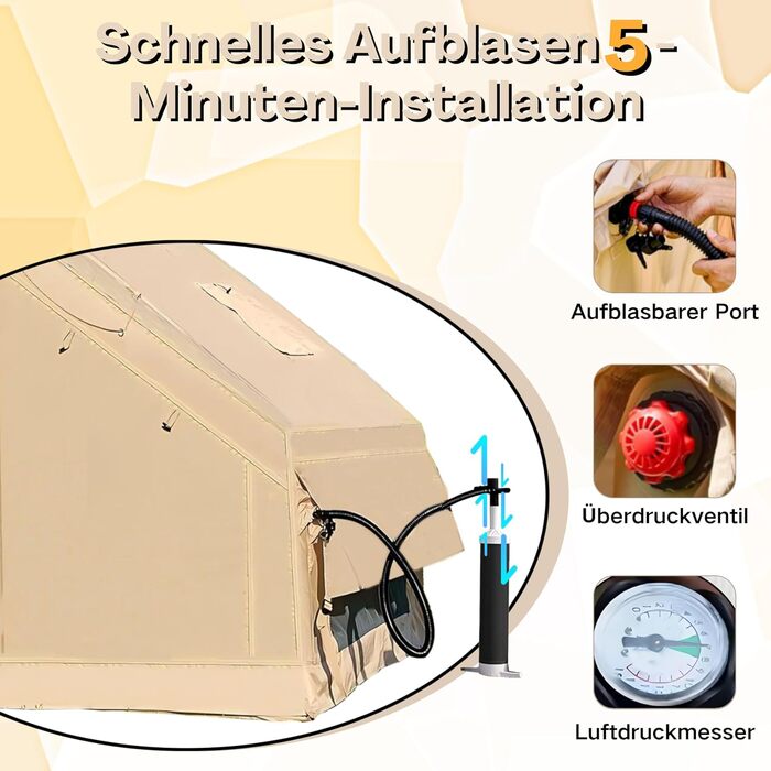 Надувний сімейний намет на 2, 4, 6, 8 осіб з підключенням до плити, зимовий, 4-сезонний, водонепроникний, з повітряним насосом, 4-6 осіб