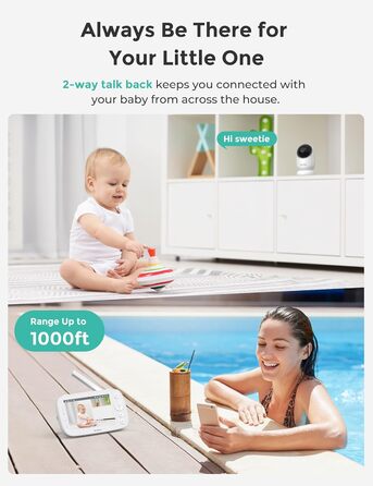 Радіоняня Dr.Care NovaView з 2 камерами - 5-дюймовий дисплей 1080P, ультранизьке випромінювання, акумулятор 5000 мАг, нічне баченн