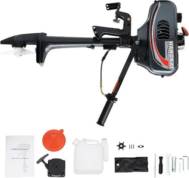 Тактний підвісний човновий мотор, підвісний човновий мотор, бензиновий підвісний мотор, 2,5 кВт та 3,5 к.с., швидкість 5000 об/хв, підходить для надувних човнів, рибальських човнів, вітрильних човнів, запчастин для підвісних моторів, 2-