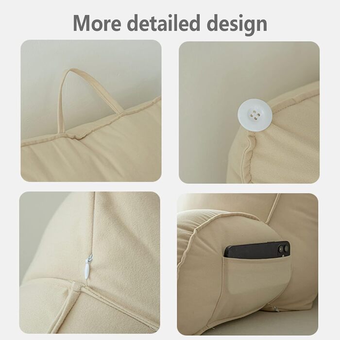 Подушка для відпочинку на ліжку, подушка для читання, подушка для спини з підлокітниками, ідеальна клиноподібна подушка з подушкою для шиї, для читання, роботи та ігор на ліжку, дивані чи кушетці